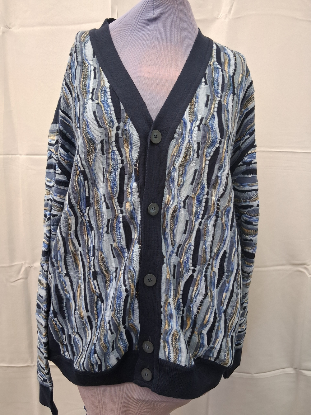Montechiaro Italian Cardigan *NWT* - Blue/marine, Sz Large, Item 156